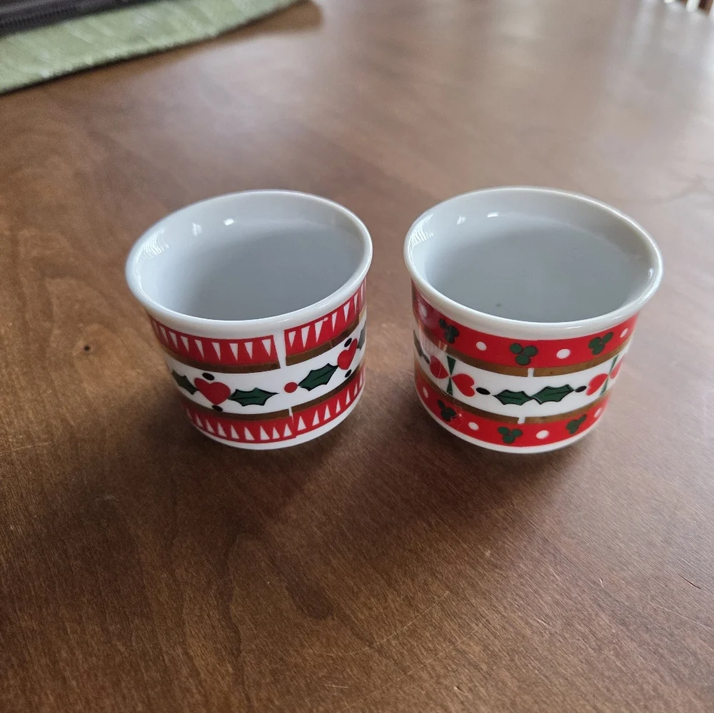 Pair Of 80s Christmas Votive Candle Holders